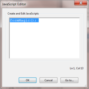 Adding the FormMagic command to the Javascript editor in Acrobat