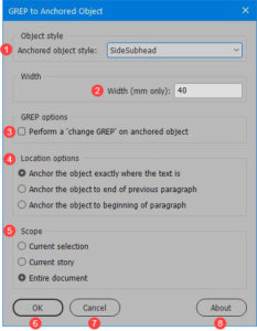 Grep to Anchored Object Options Screen