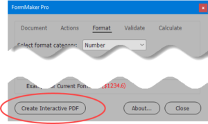 Create Interactive PDF button