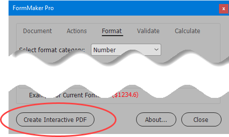 Create Interactive PDF button