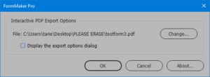 Export PDF Dialog in FormMaker